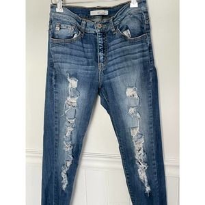 KanCan Distressed Destroyed Jeans KC8190D 7/27 0r 27x27 Mid Rise  (J5)